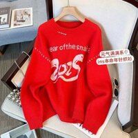 Size Lớn Áo Len & Dệt Kim Nguồn Hàng Đầu Giá Bán Buôn Thời Gian Miễn Phí Vận Chuyển Xuân Thu Đông Đỏ 2025 Năm Rắn Benming Năm Mới Áo Len Đỏ Nam Nữ Năm Mới Lễ Hội Lười Phong Cách Dệt Kim Cổ Tròn