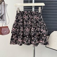 Size Lớn Cao Cấp Chữ a Váy Ngắn Hoa Nữ Béo mm Ôm Hơn Nhìn Bao Bụng Co Giãn Eo Voan Váy