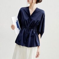 Size Lớn Cổ Chữ v Áo Sơ Mi Nữ Mùa Xuân 2025 Mùa Hè Phong Cách Mới Châu Âu Thời Trang Nẹp Eo Ôm Hơn Nhìn Bao Bụng Đèn Lồng Tay Áo Sơ Mi Cho Bé