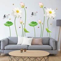 Size Lớn  Decal dán tường kết hợp Sen Trắng SK9272  SK9272