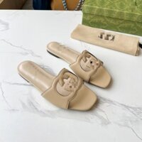 Size Lớn Một Từ Gucci Nữ Dép Bên Ngoài Rỗng Lồng Vào Nhau Thời Trang Mùa Hè Phẳng Ngoài Mặc Thường Ngày Phong Cách Mới Màu Khỏa Thân Dép Nữ
