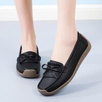Size Lớn Nữ Giày Da Thời Trang slip on Da Đế Thoải Mái Chống Trơn Trượt Nữ Loafers Giày Mẹ