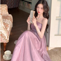 Size Lớn Nữ Mùa Hè Phong Cách Pháp Nhẹ Nhàng Màu Trơn Voan Tắt Vai Ôm Vừa Vặn Cao Đầm