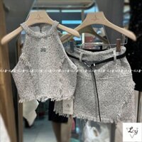 Size Lớn Quần Áo Nữ Hàn Bộ Đồ Hàn Quần Áo Cô Gái Ngọt Ngào Bộ Đồ Sang Trọng Len Tua Rua Dệt Áo Vest + Váy Nửa Gói Hông Có Thắt Lưng Mùa Hè Phiên Bản Hàn Nhẹ Sang Trọng Phong Cách Cô Gái Nóng bỏng Phong Cách Mới Mặc Bộ Đồ Nữ Nhật Bản Mùa Hè