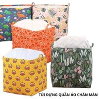 [Size lớn] Túi đựng mền gối chăn màn quần áo in họa tiết chống nước có khung sắt tiện lợi