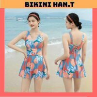 (SIZE M, L, XL) Đồ Bơi Nữ Bikini Liền Thân, Váy Xòe Họa Tiết Hoa2 Màu BIKINI HAN.T SHOP