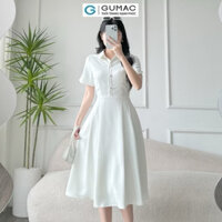 (SIZE M Sale) Đầm GUMac cổ so mi nút bọc dáng xòe thanh lịch