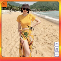 (Size MLXL)Bộ Bikini 3 Mảnh Khăn Đẹp Đồ Bơi Nữ Đi Biển Quyến Rũ bikini kín đáo, đồ bơi nữ NES QC001