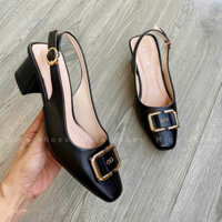 (Size ngoại cỡ 35-42) Giày bigsize - Giày Slingback Nữ Bít Mũi Đế Vuông 5cm, Guốc Nữ Cao Gót Mũi Vuông Thời Trang