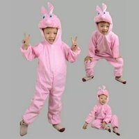 (Size Người Lớn và Trẻ Em) Bộ Đồ Hoá Trang Con Thỏ Trắng Thỏ Hồng vải mỏng mát phù hợp hóa trang Halloween và đóng kịch