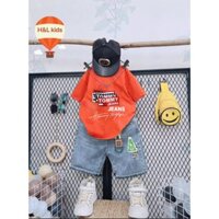 [SIZE NHÍ+ĐẠI+ CỒ] SÉT ÁO THUN CỜ MỸ PHỐI QUẦN JEAN