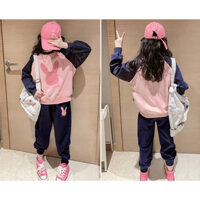 [SIZE NHÍ+ĐẠI] SÉT BỘ THUN TAY DÀI BÉ GÁI IN HÌNH THỎ