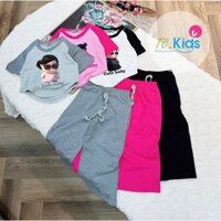 [SIZE NHÍ+ĐẠI] SÉT BỘ THUN QUẦN DÀI  PHỐI ÁO THUN CHIBI
