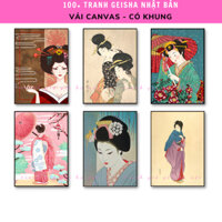 [SIZE NHỎ] Tranh vải canvas có khung in hình Geisha Nhật Bản hàng cao cấp size vừa và nhỏ - Size lớn có trong shop