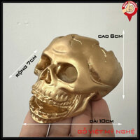 [Size nhỏ] Tượng đá trang trí hình đầu lâu - Tượng trang trí phòng khách hình Đầu Lâu - Màu nhũ đồng - Dài 10cm