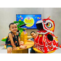 [size to] Đầu lân, pony giấy bìa cứng, lân giấy, lân bìa carton, đồ chơi hoá trang, trung thu cho bé