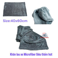 SIZE TO Khăn rửa xe ô tô 2 lớp siêu thấm Microfiber SIZE 40x60cm khăn lau 3m chuyên dụng cho xe ô tô xe hơi xe máy