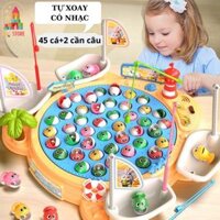[SIZE TO+STICKER] Bộ Đồ Chơi Bàn Câu Cá Nhựa Cho Bé KidsStore, Bàn Câu Cá Điện 45 Con Cá 4 Cần Câu Có Nhạc Cỡ Lớn Loại 1