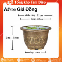 (Size Trung)Chậu nhựa giả đồng hàng nhập khẩu dày dặn không lỗ dùng để trồng sen, súng, nuôi cá, trông cây thủy sinh