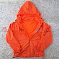 [Size Từ 15-75kg] Áo Khoác Gió 2 Lớp Cho Trẻ Em/Người Lớn Màu Cam - Áo Khoác Dù Có Mũ Trùm Khóa Kéo Có Thể Tháo Rời