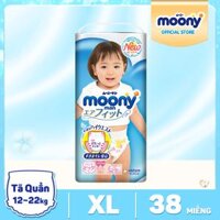 [SIZE XL] Tã quần cao cấp Moony XL - 38 miếng (12-22kg) - Phân loại: Tã quần bé trai/ Tã quần bé gái