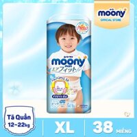 [SIZE XL] Tã quần cao cấp Moony XL - 38 miếng (12-22kg) - Phân loại: Tã quần bé trai/ Tã quần bé gái