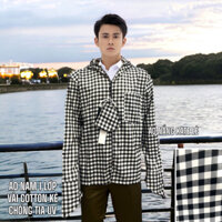 size XL<90kg ÁO NAM COTTON 1 LỚP VẢI KẺ chống tia uv cao cấp, năng động cá tính. Tặng kèm 1 khẩu trang cùng màu áo.
