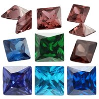 Size2x2mm ~ 10x10mm 5A Square Princess Cut Green, Blue, Tanzanite Color, Sea Blue, Dark Sea Blue, Coffee Color CZ Stone Loose Cubic Zirconia Đá quý tổng hợp để trang sức