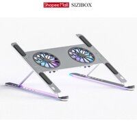 SiZiBox | Giá Đỡ LAPTOP Nhôm Gấp Gọn Đế Tản Nhiệt Máy Tính 11-17 inch 2 Quạt LED Chạy Mạnh P11F