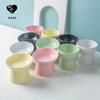 SJJL Bát mèo SJJL, Bát cao chân thú cưng sáng tạo bằng gốm sứ, Đồ dùng cho thú cưng Nỉ / Miệng phẳng Đa năng chống trượt cho chó Thức ăn cho chó Hộp đựng nước