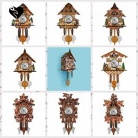 SJJL Cuckoo Đồng Hồ Treo Tường Bằng Gỗ Họa Tiết Tháp Eiffel vintage Sáng Tạo