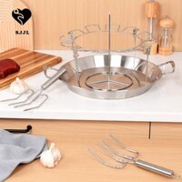 SJJL Giá đỡ trống gà SJJL, bằng thép không gỉ có khay nhỏ giọt Giá nướng chân gà, Giá đỡ cánh gà có thể gập lại đa năng chịu nhiệt di động Lò nướng nhà bếp