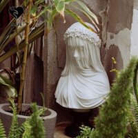 Sjjl Veiled Maiden Bust, Tượng Nữ Nhựa Trắng, Trang Trí Nhà Bắc Âu Vintage Nữ Thần Cao Cấp Tượng Văn Phòng