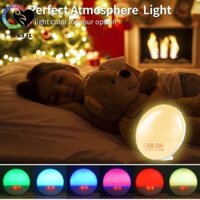 Sjjl Wake Up Light Clock, FM Radio 7 Màu Đồng hồ báo thức Sunrise, Báo thức kép Quà tặng Ánh sáng ban ngày 10 Âm thanh tự nhiên Đèn ngủ ngủ Hỗ trợ giấc ngủ