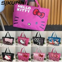 SJKUNNI Túi đeo vai , Túi Tote di động gấp, Túi mua sắm Hello Kitty chống nước dung tích lớn