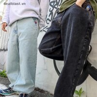 [Sk] Loose Retro Y2K Quần ống rộng Quần jean dành cho nữ Hoạt hình thêu eo cao Thùng Baggy Quần jean nam dạo phố SK