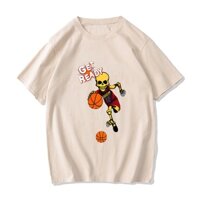 Skeleton basketball get ready dribble tshirts and tshirts t áo sơ mi hoạt hình ngắn