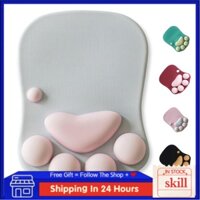 Skill Cat Paw Mouse Pad Multipurpose Cartoon Slip Resistance Ergonomic Mousepad with Wrist Support for Home Office Work