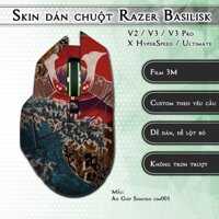 Skin dán chuột Razer Basilisk mẫu Áo Giáp Samurai lsm001 | Miếng dán 3M chống trơn trượt