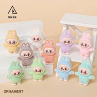 Skjk 10 Cái Flocking Labububucu Các bức tượng nhỏ, Phụ kiện dây chuyền điện thoại Đổ xô Labubububububucking Dolls, Màu kẹo Mini Móc khóa ô tô Trang trí Labububupu Phụ kiện trang trí Bé gái Bé trai