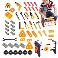Skjk 40 / 56 / 58 Cái Bộ dụng cụ giả vờ, Đồ chơi trẻ em Máy khoan điện Bộ công cụ sửa chữa chơi trẻ em, Mô phỏng xây dựng bằng nhựa Chơi vít Hộp công cụ sửa chữa quà tặng cho bé trai bé gái