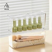 Skjk 5 Cái / bộ Hộp Bảo Quản Ngăn Kéo Trong Suốt, Có Nắp Lỗ Tròn Nhựa Văn Phòng Phẩm Hộp Đựng, Chống Mài Mòn Chống Bụi Nâng Cao Đáy Quần Áo Chống Trơn Trượt Mỹ Phẩm