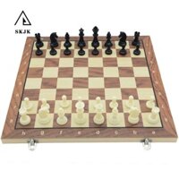 Skjk Cờ vua quốc tế bằng gỗ nguyên khối, Bộ trò chơi cờ vua giáo dục trên bàn cờ, Giải trí có thể gập lại Bộ cờ vua quốc tế tiêu chuẩn tinh tế Bàn cờ vua quốc tế