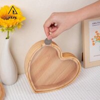 Skjk Gỗ Heo Đất, Hộp Đựng Tiền Xu Trong Suốt Hình Trái Tim, Dễ Thương Bền Không Thể Phá Vỡ Dung Tích Lớn Hộp Tiết Kiệm Tiền Trang Trí