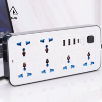 Skjk Power Multi Tap, Dải nguồn mở rộng 2m đa năng, Bảo vệ chống sét 6 ổ cắm AC & 3 nút nguồn USB An toàn Ổ cắm điện 1 loại C Văn phòng