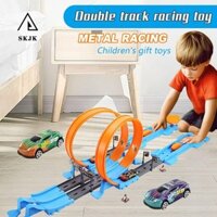 Skjk Racing Track Đồ chơi, Xe đua mô hình Đồ chơi Xe đường sắt trẻ em, Bộ dụng cụ đường sắt quà tặng Giáng sinh DIY Lắp ráp hợp kim ô tô đóng thế Tốc độ xe trẻ em Quà tặng