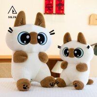 Skjk Siamese Cat Bean Puree Đồ chơi sang trọng, Mô phỏng Azukisan Ôm đậu nhỏ Puree Búp bê dễ thương, Đậu nhỏ vui nhộn Puree Phim hoạt hình Gối mèo nhỏ mềm Đồ chơi trẻ em