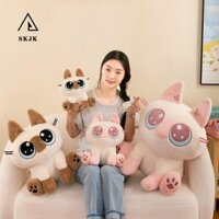 Skjk Siamese Cat Bean Puree Đồ chơi sang trọng, Azukisan Hugging Mô phỏng Đậu nhỏ Puree Búp bê dễ thương, Búp bê nhồi bông hoạt hình mềm mại dễ thương Gối mèo nhỏ Quà tặng sinh nhật