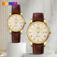 Skmei 9058 Thương Hiệu Lovers Đồng Hồ Thạch Anh Tình Yêu Nhân Chứng Thời Gian Đồng Hồ Nam Nữ Thời Trang Dây Da Thông Thường Đồng Hồ Đeo Tay Chống Thấm Nước