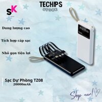 【SK】Sạc Dự Phòng TZ08 dung lượng 20000mAh, Tích Hợp 4 Dây Sạc, Sạc Không Nóng Máy